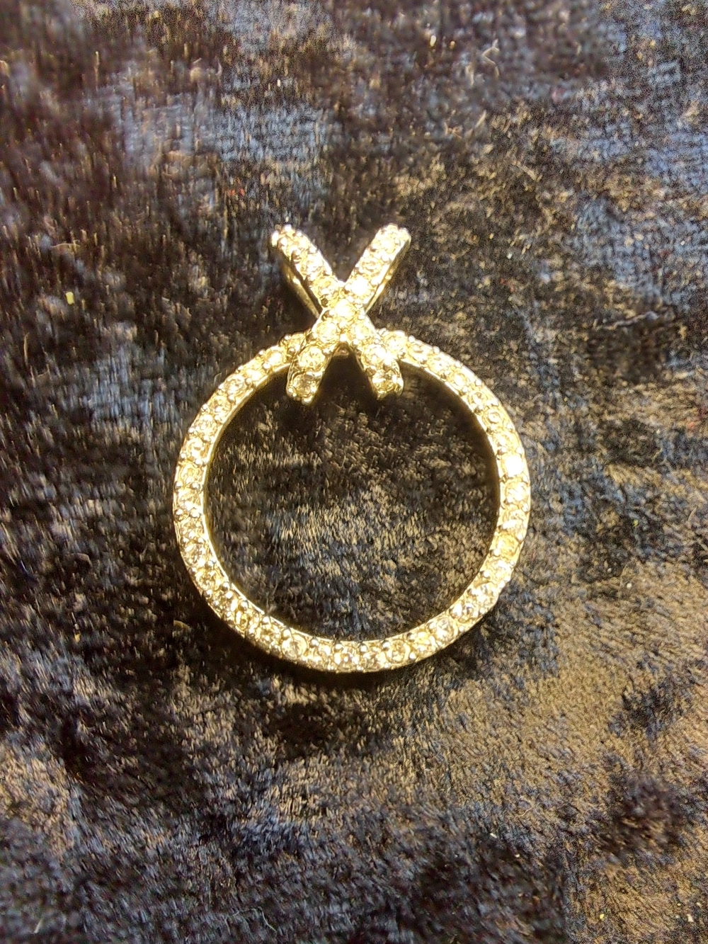 925 Silver Crystal X O  Pendant Necklace Charm